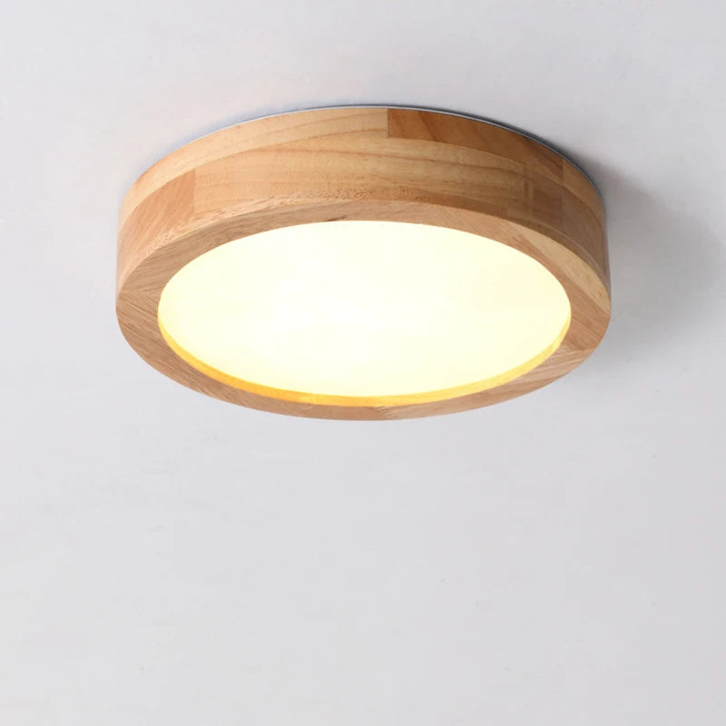 plafonnier led rond simple en bois décor nordique lampen - vue 7 sur 7