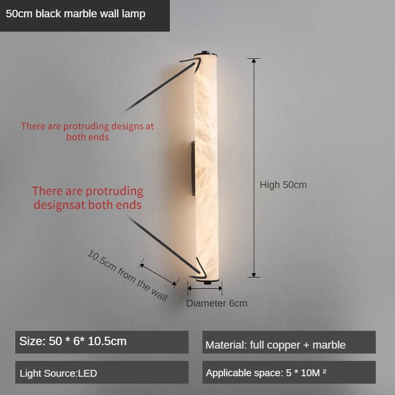applique murale led en cuivre et marbre moderne luxe éclairage intérieur - vue 8 sur 14