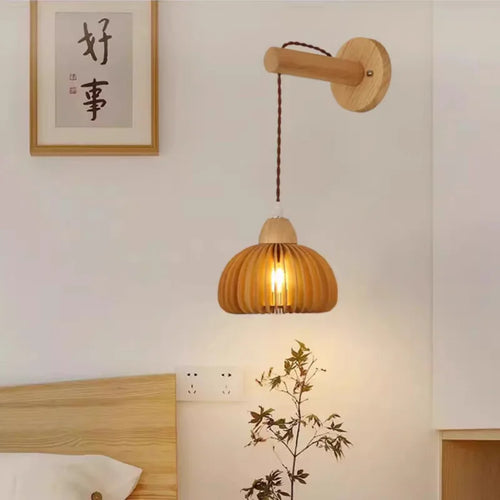 applique murale nordique en corde de bois tissée à LED - vue 4 sur 7