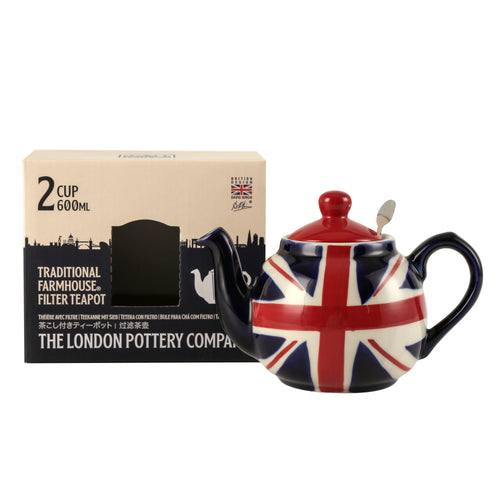 Théière céramique motif drapeau peint main infuseur acier - vue 5 sur 7