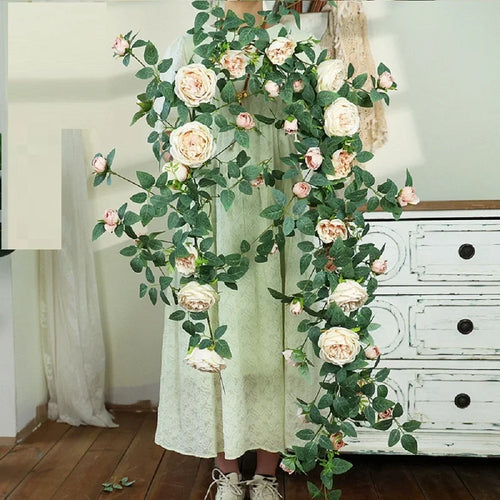 fleurs artificielles en soie roses vignes décoration florale élégante - vue 7 sur 11