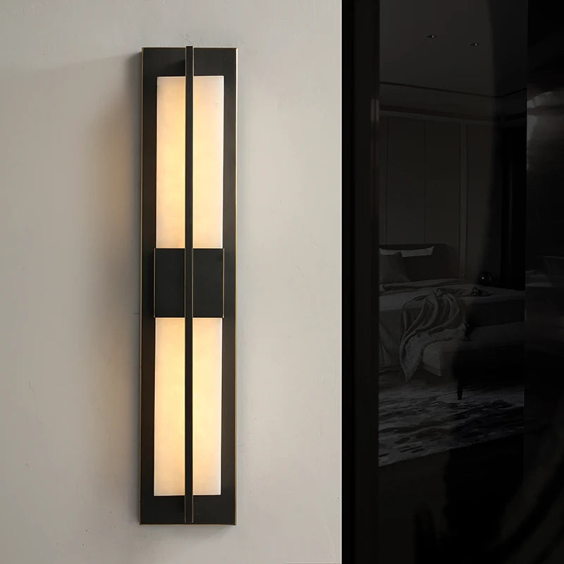 applique murale led en cuivre avec bande de marbre espagnole - vue 2 sur 12
