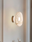 lampe de chevet en laiton et marbre flocon de neige naturel