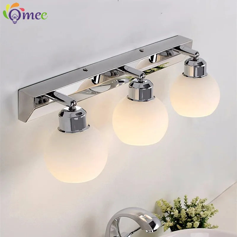 éclairage vanité salle bains cristal moderne chrome noir acier inoxydable miroir e26 - vue 6 sur 9