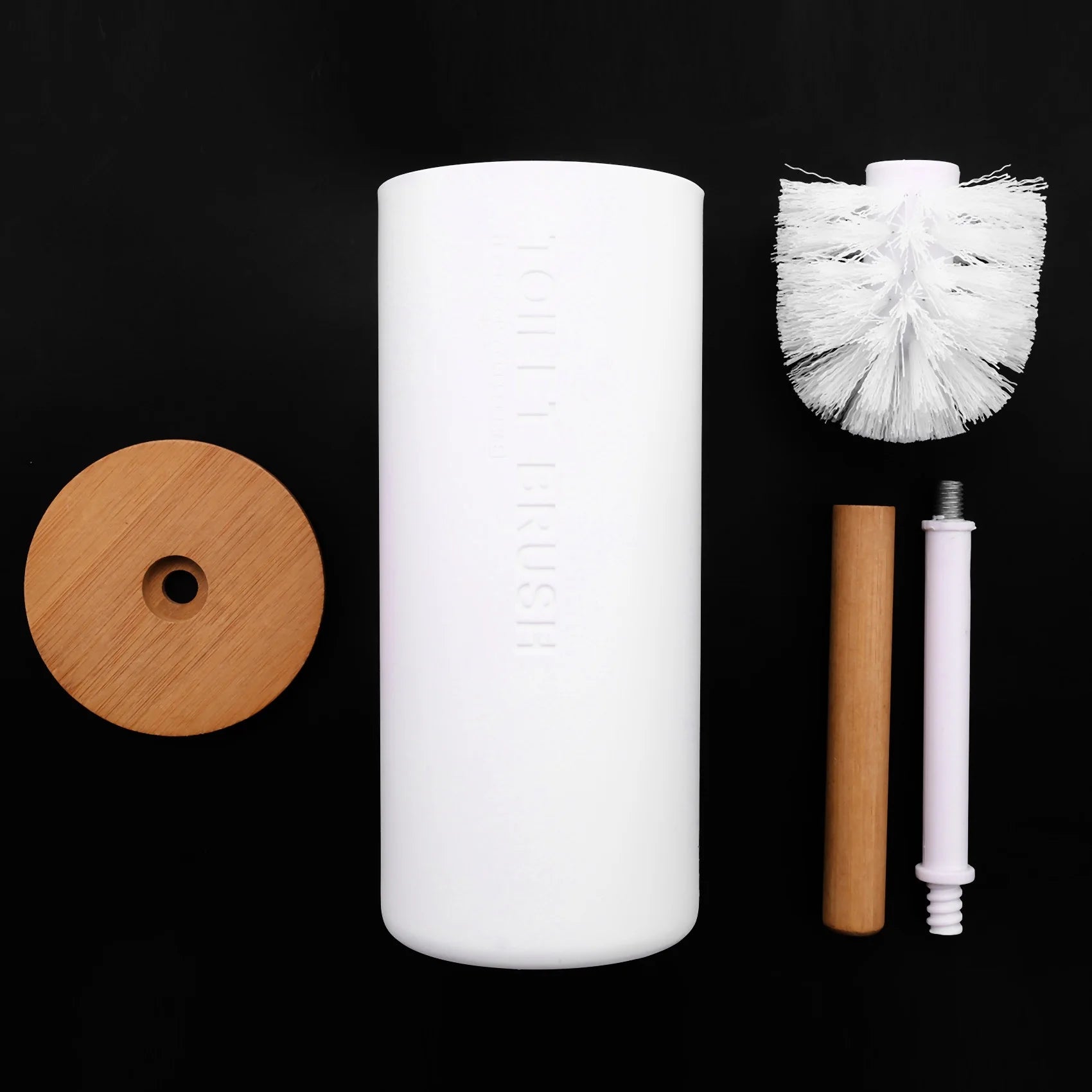 ensemble de brosse de toilette en bambou avec accessoires - vue 3 sur 6