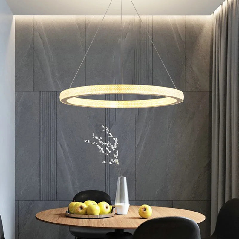 lustre en cristal moderne avec anneau à led pour décoration intérieure - vue 3 sur 8