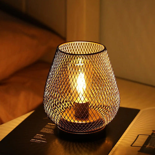 lampe cage métal led bougie sans fil mariage déco maison - vue 5 sur 6