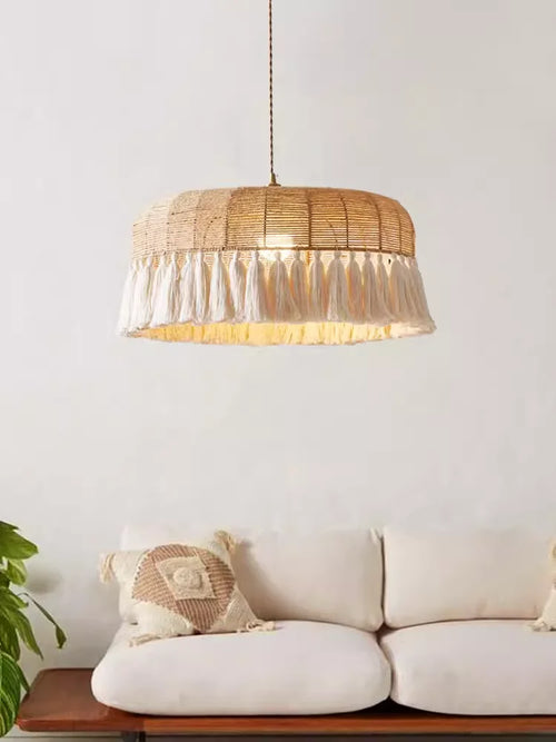 lustre à LED en corde de chanvre pour décoration intérieure - vue 4 sur 9