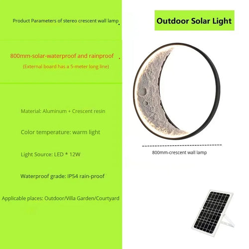 nouvelle applique murale lune led étanche moderne extérieur jardin résine - vue 13 sur 15