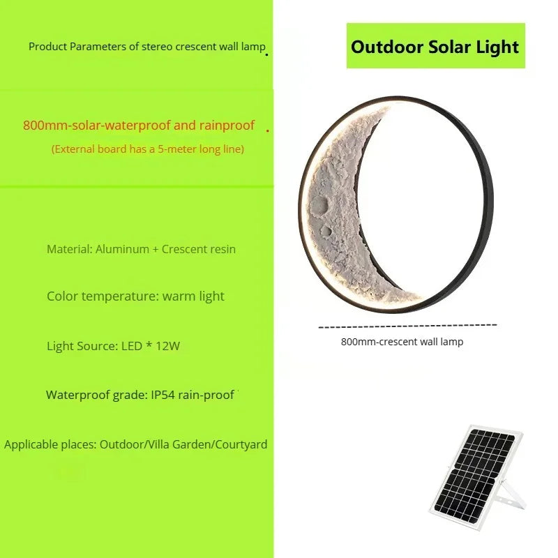 nouvelle applique murale lune led étanche moderne extérieur jardin résine - vue 13 sur 15