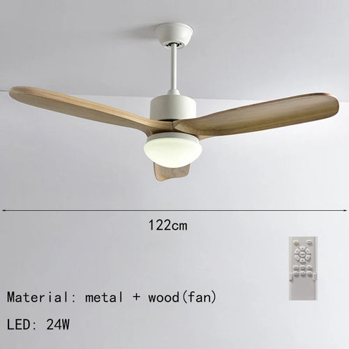 ventilateur de plafond nordique à lumière télécommandée en bois et métal - vue 9 sur 12