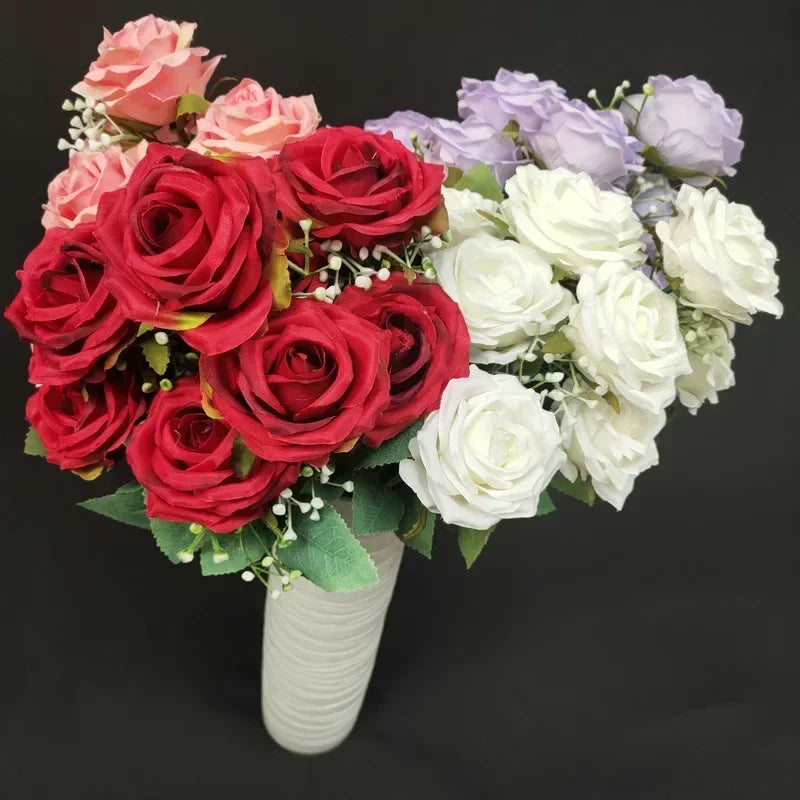 bouquet de roses en soie pour décoration de mariage et fêtes - vue 3 sur 13