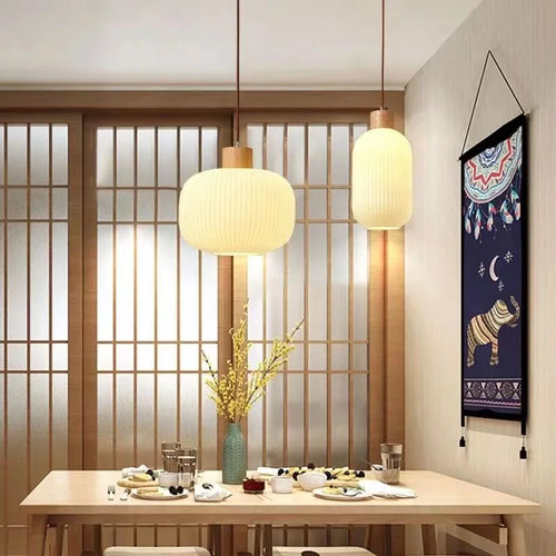 suspension en verre avec décor nordique en bois - vue 5 sur 11