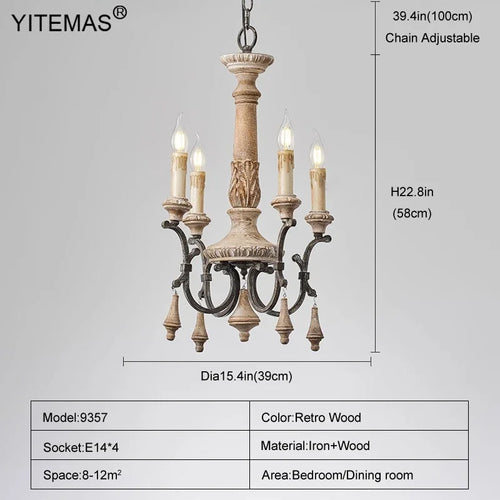lustre rétro en bois pour décoration intérieure élégante et raffinée