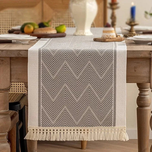 Chemin de table polyester imperméable motif géométrique moderne