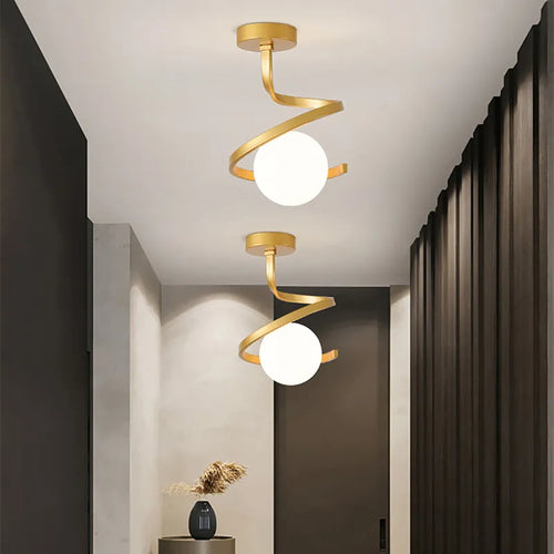 plafonnier led nordique boule verre - vue 7 sur 8