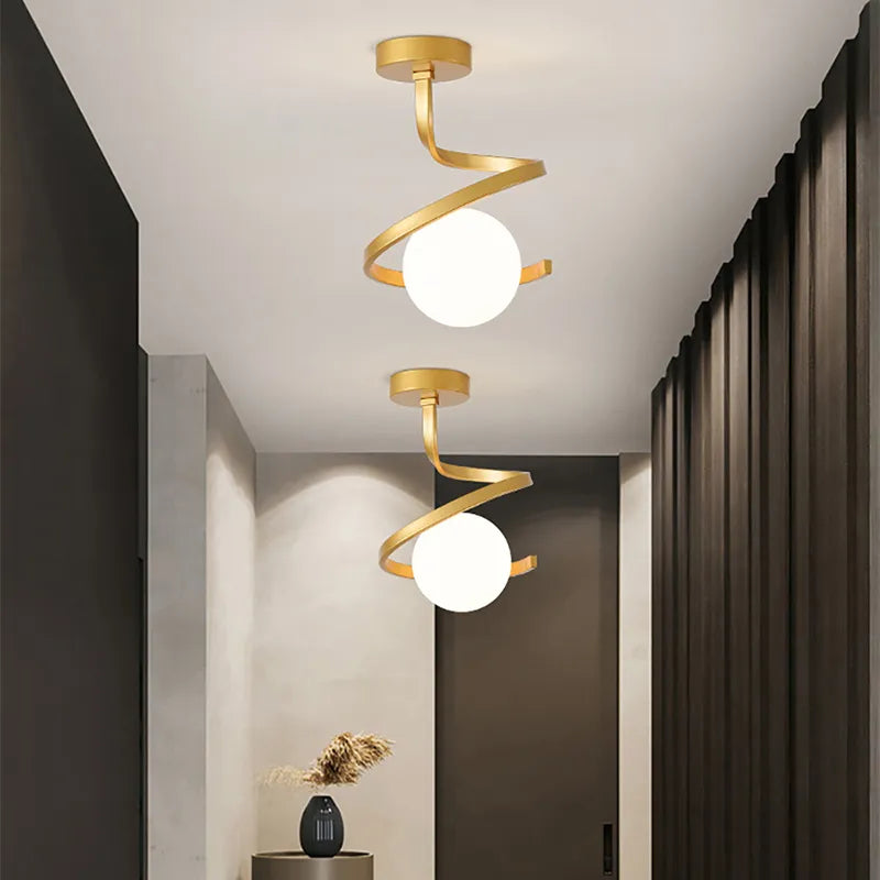 plafonnier led nordique boule verre - vue 6 sur 8