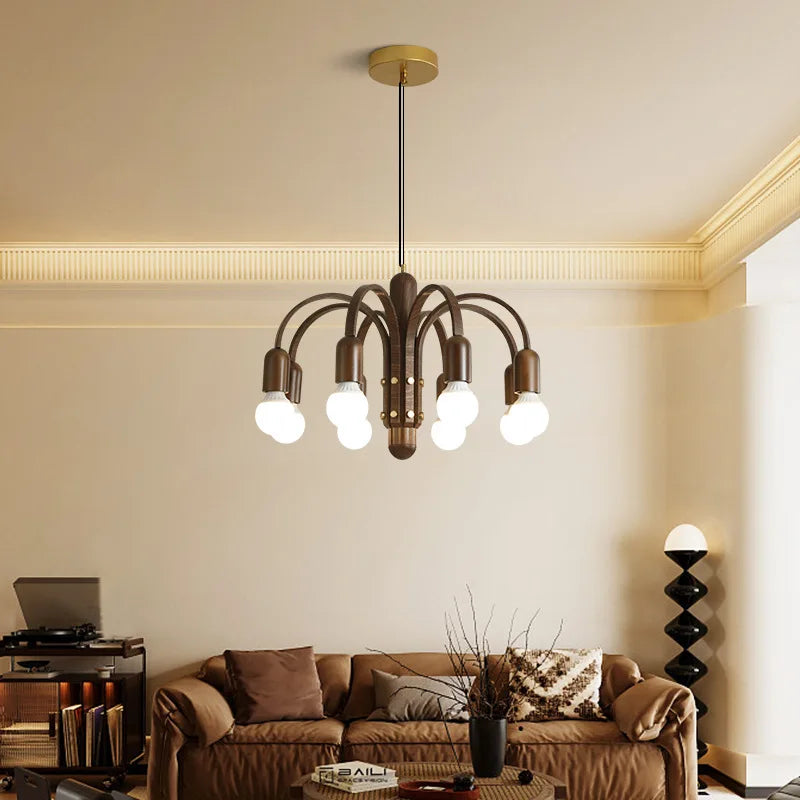 lustre à led vintage nordique imitation bois pour intérieur moderne - vue 2 sur 12