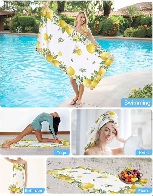 serviette de bain microfibre citron floral plage absorbante - vue 7 sur 6