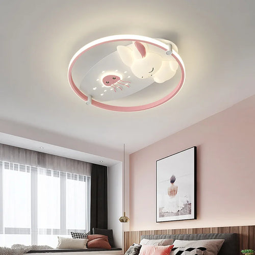 plafonnier moderne en forme de lapin pour enfant - vue 2 sur 9