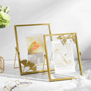 cadre photo en verre flottant avec fleurs pressées décoratif