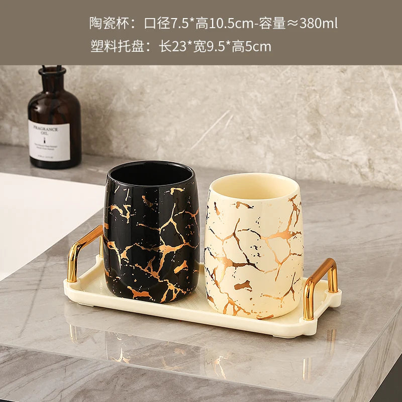tasse en céramique marbrée haut de gamme pour couples décorative - vue 8 sur 26