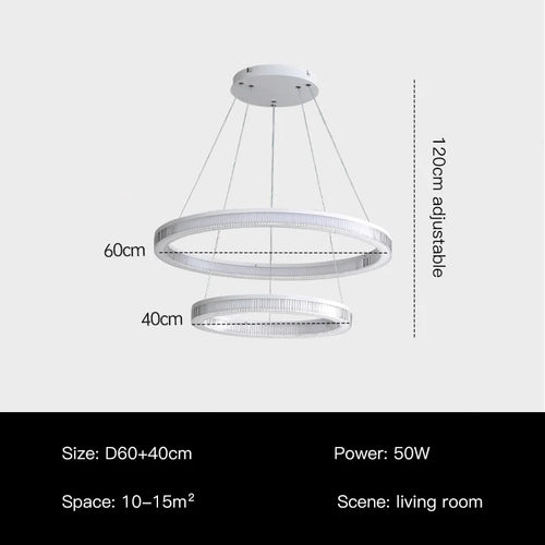 Modern Nordic LED Chandeliers For Living Rooms, Bedrooms, Restaurants, Kitchens, Chandeliers, White Circular 3-ring Design - vue 11 sur 10