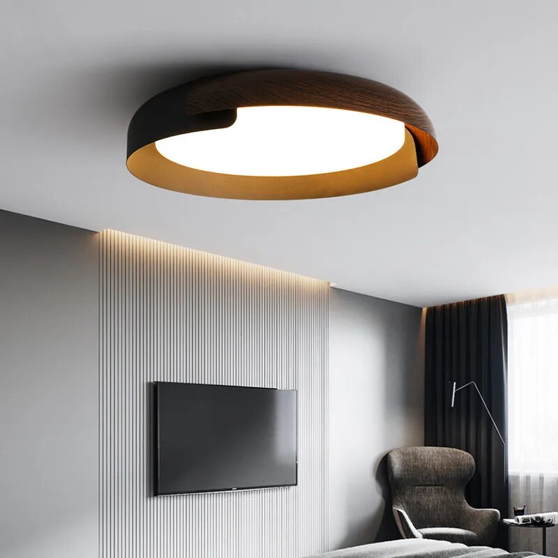 Plafonnier LED Style bois nordique - vue 5 sur 9