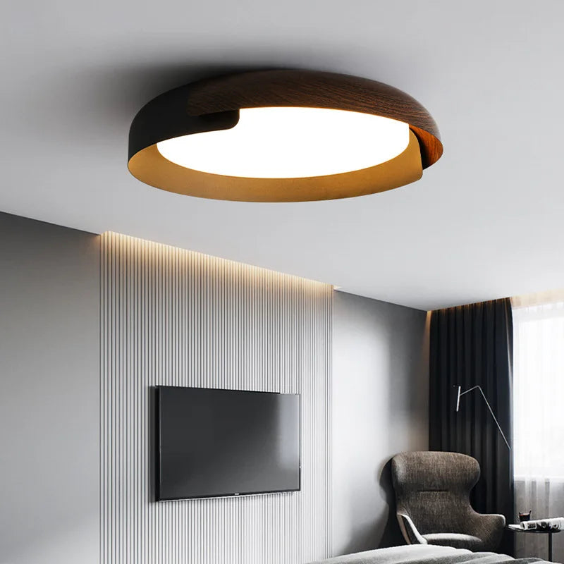 plafonnier nordique en bois pour décoration intérieure et éclairage LED - vue 5 sur 9