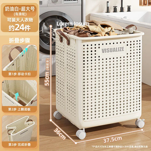 panier de rangement pliable imitation rotin pour jouets et linge - vue 8 sur 12