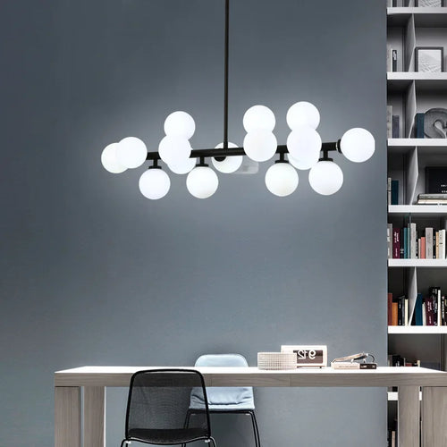 lampe design scandinave en verre laiteux avec support - vue 4 sur 10