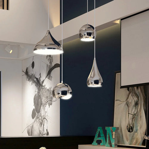 Plaqué nordique argent Globe boule miroir lampes suspendues E27 fer lampe suspendue de luxe en laiton argenté Art cuisine hôtel suspension lampe - vue 4 sur 13
