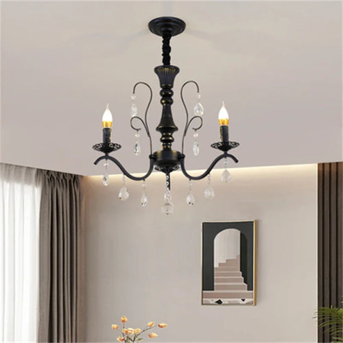 lustre en fer forgé avec suspensions en cristal pour intérieur élégant - vue 7 sur 10