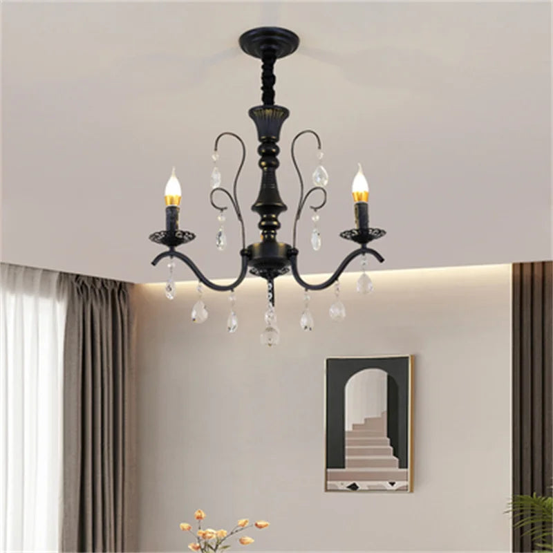 lustre en fer forgé avec suspensions en cristal pour intérieur élégant - vue 6 sur 10