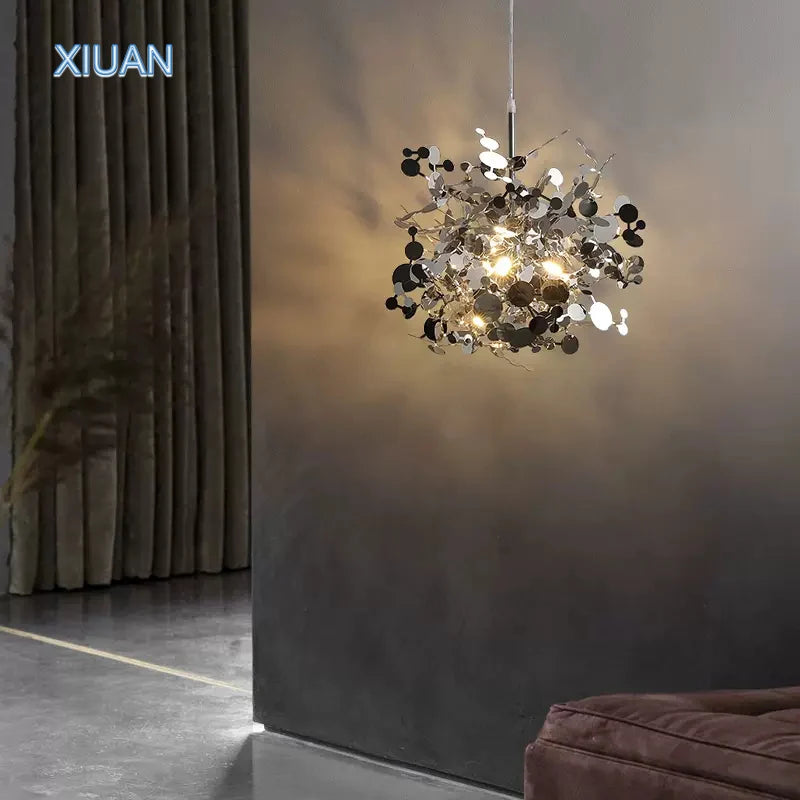 Nordic Luxury Stainless Steel Pendant Lamp Silver Chrome Dining Table Hanging Light Living Room Bar Clothes Shop Decor Lustre - vue 4 sur 18