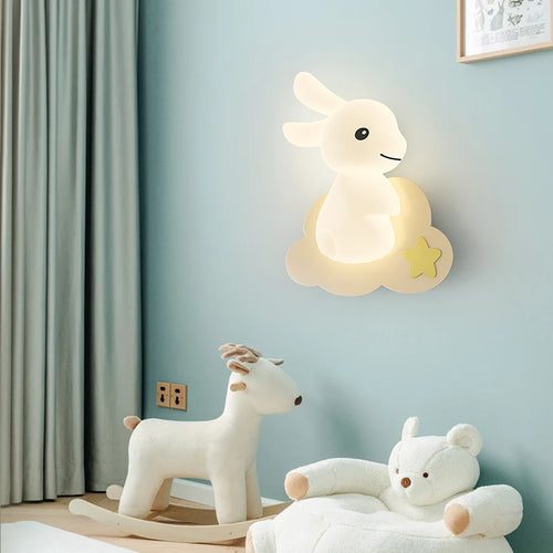 applique murale enfant motif lapin carotte nuage lumière - vue 7 sur 12