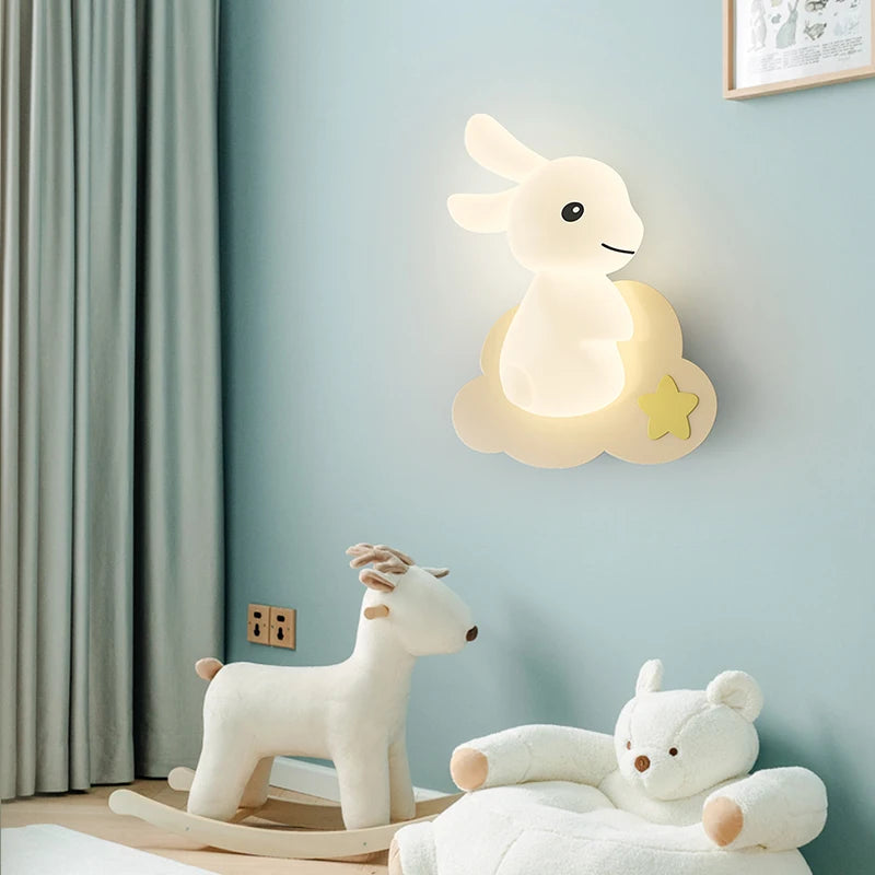 applique murale enfant motif lapin carotte nuage lumière - vue 6 sur 12
