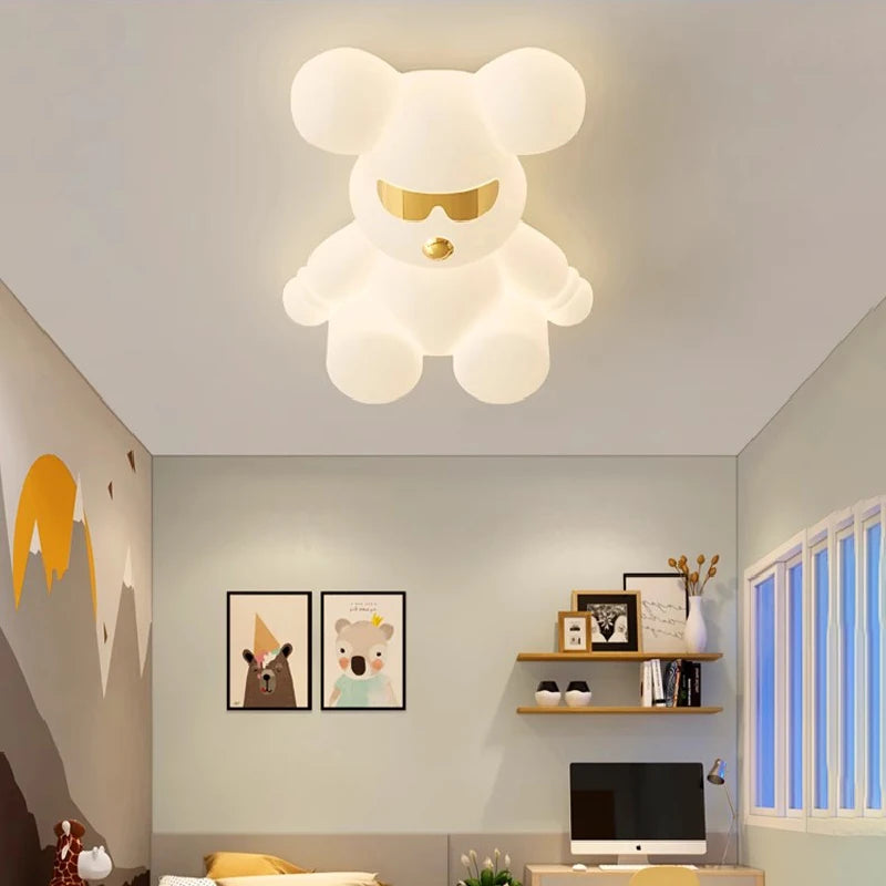 plafonnier ours blanc design moderne pour chambre d'enfant - vue 5 sur 12