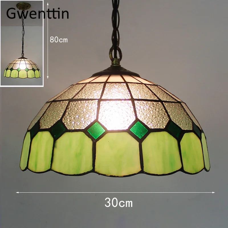 suspension en verre teinté style tiffany pour décoration intérieure - vue 18 sur 26