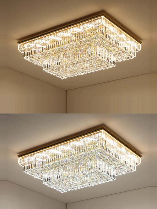 plafonnier led variable en cristal et acier inoxydable pour intérieur moderne - vue 4 sur 12