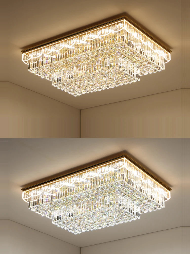 plafonnier led variable en cristal et acier inoxydable pour intérieur moderne - vue 3 sur 12