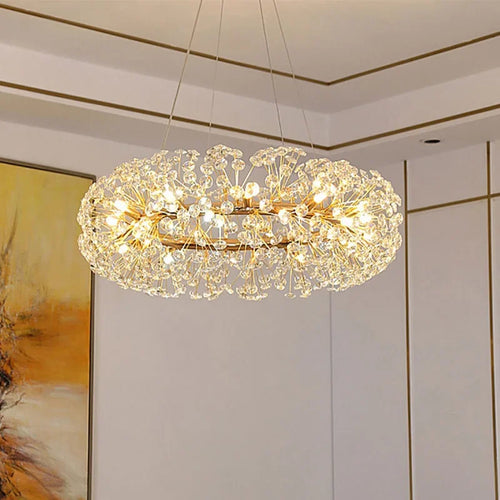 lustre led suspendu en cristal design moderne décoratif luxe 2024 - vue 4 sur 12