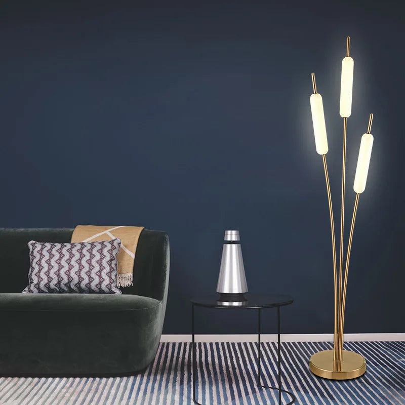 Lampe sur pied nordique à 3 têtes en forme d'oreille de blé - vue 4 sur 8