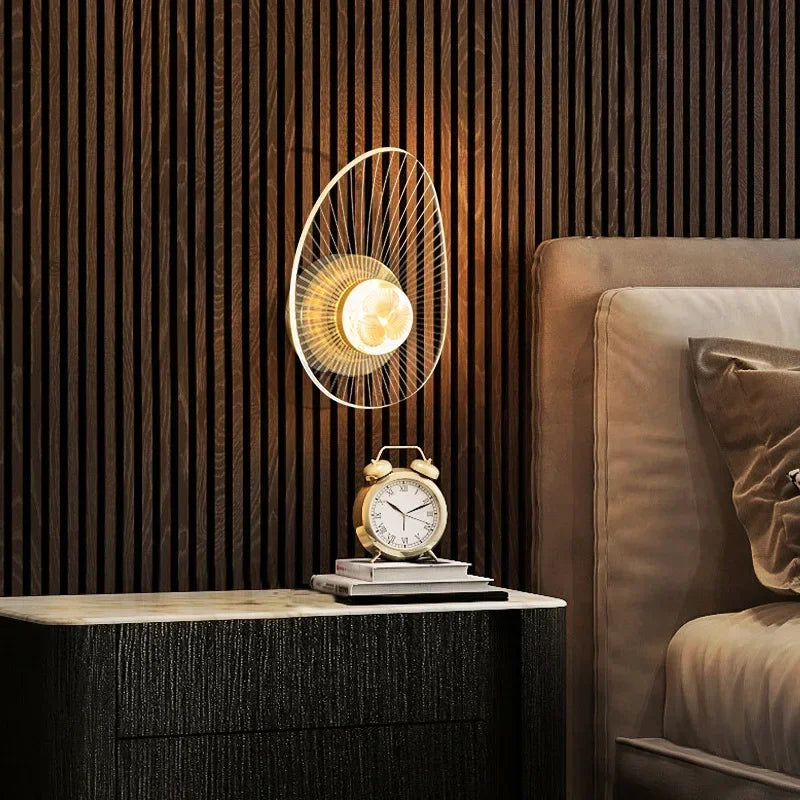 Moderne luxe créatif acrylique applique murale LED lumière or noir applique pour allée applique chambre chevet couloir décor à la maison - vue 5 sur 11