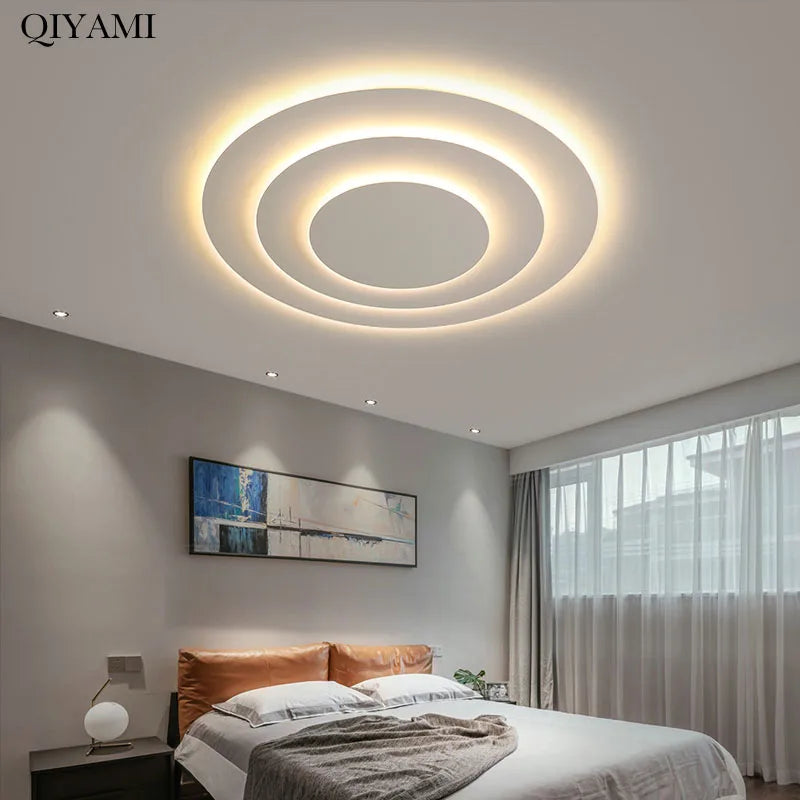 plafonnier led multicouche blanc minimaliste moderne - vue 5 sur 12