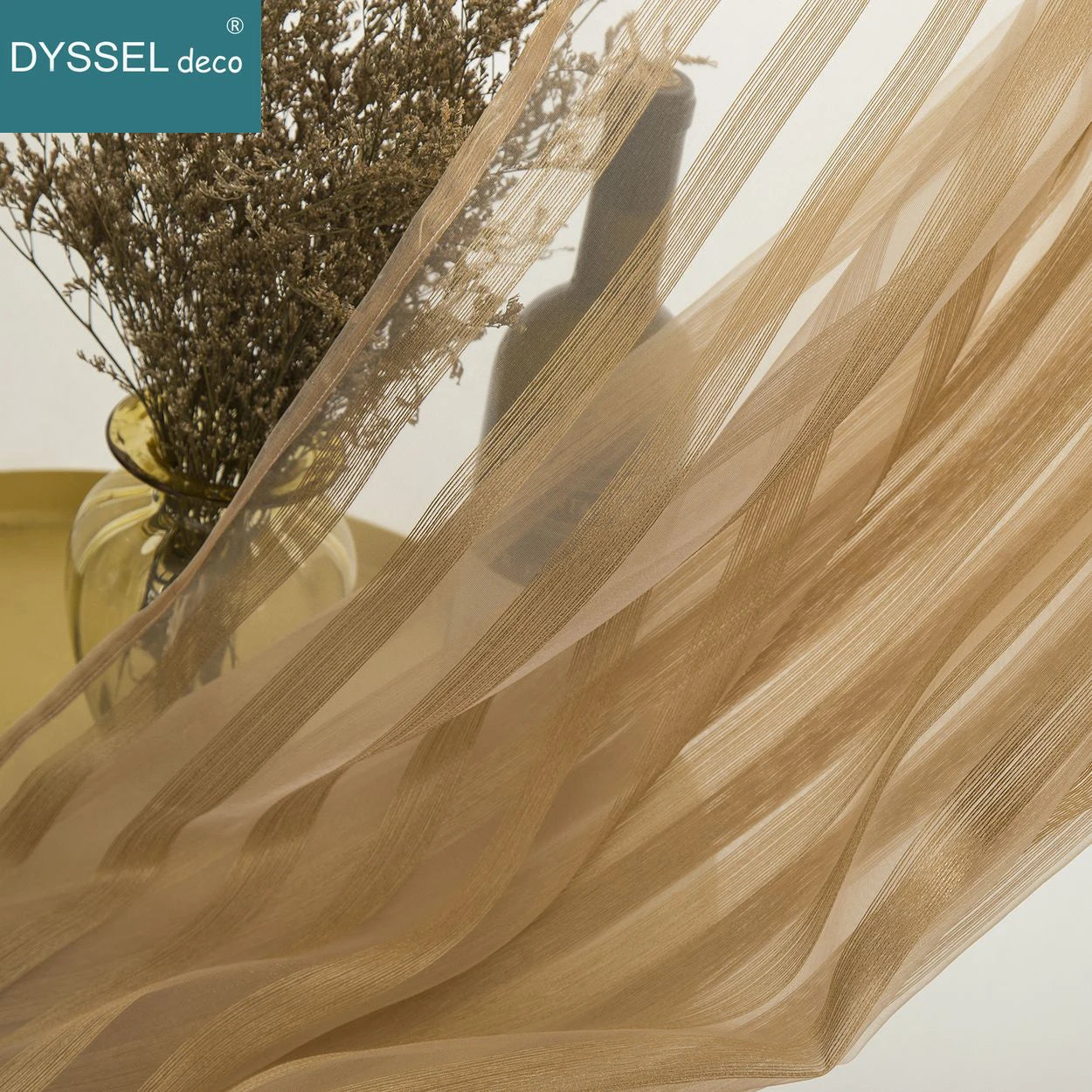 Rideau moderne a rayures translucide pour salon chambre - vue 4 sur 7