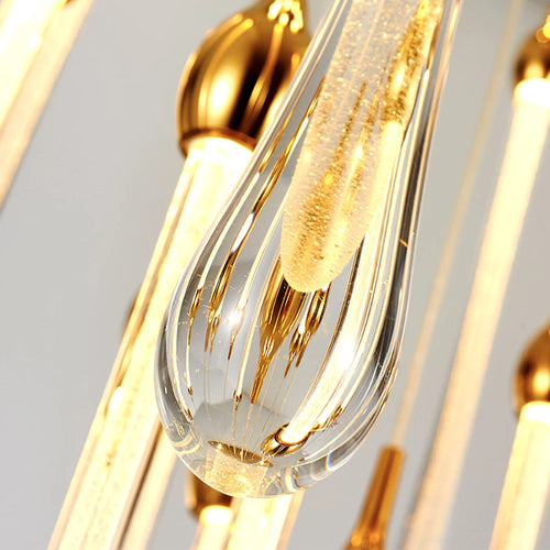 lustre led moderne en cristal pour grand escalier - vue 5 sur 19