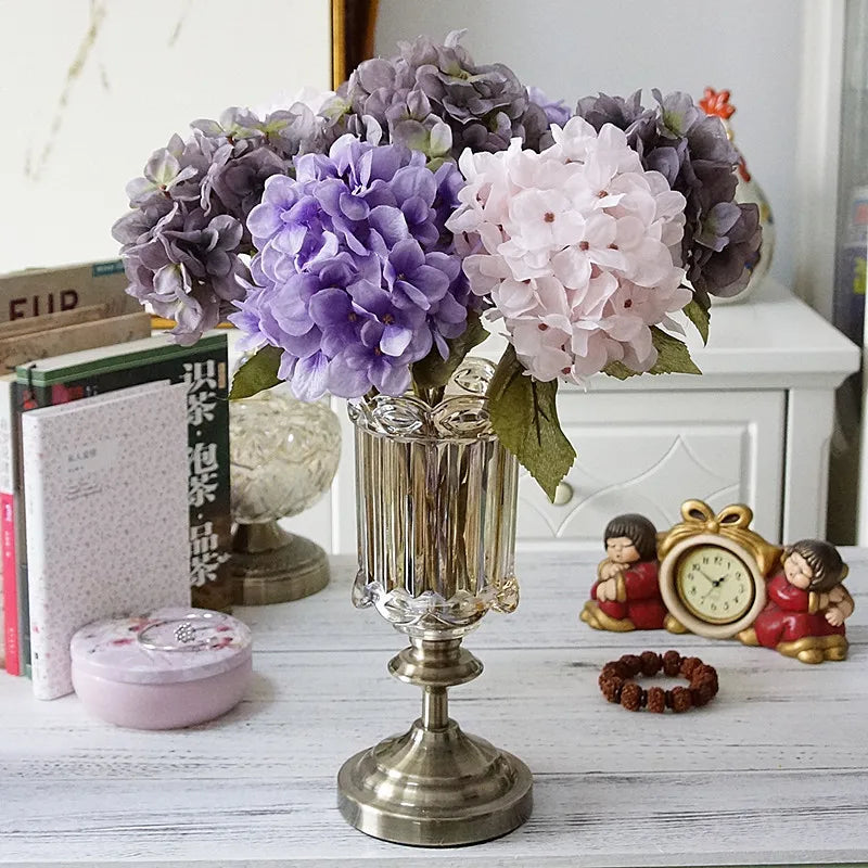 bouquet d'hortensias en soie pour décoration intérieure et mariage - vue 3 sur 14
