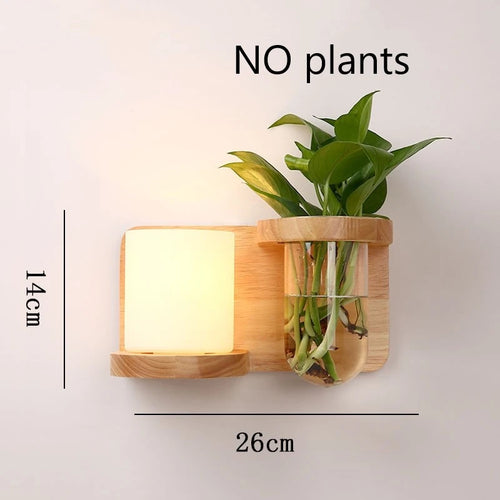 applique murale led en bois avec pot de plante nordique - vue 14 sur 23