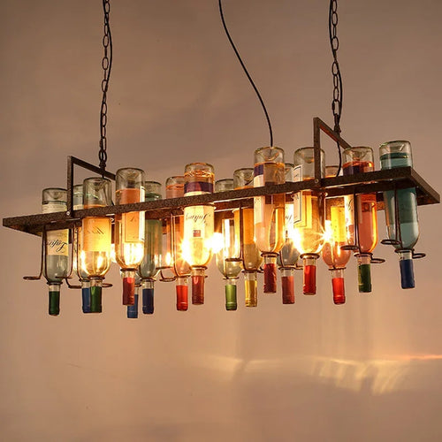 lustre industriel vintage nordique créatif pour bouteille de vin - vue 5 sur 10